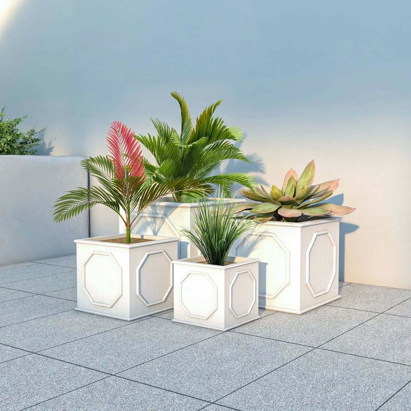 Sprout Modern Square Fiberstone and MGO Clay Planter for Indoor and Outdoor - Elax Furniture