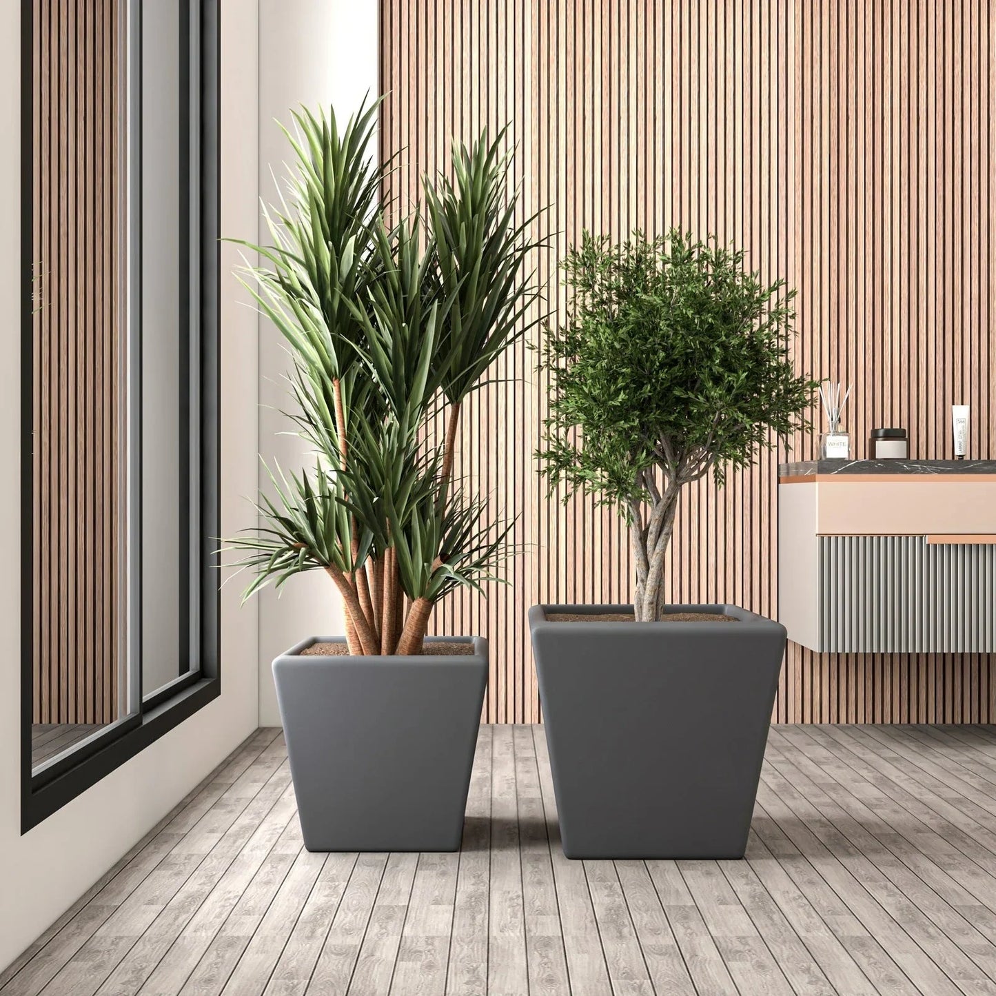 Blossom 4-Piece Fiberstone, Tapered Square Planter Set - Elax Furniture