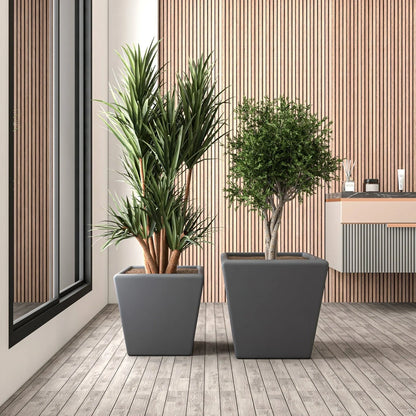Blossom 4-Piece Fiberstone, Tapered Square Planter Set - Elax Furniture