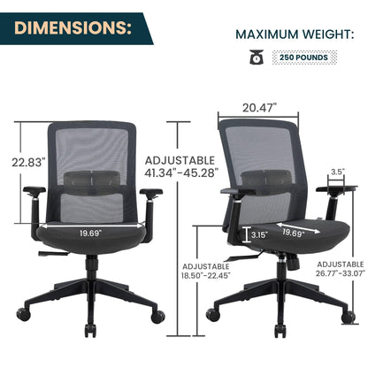 Ingram Ergonomic Modern Office Mesh Task Chair With Adjustable Height - Elax Furniture