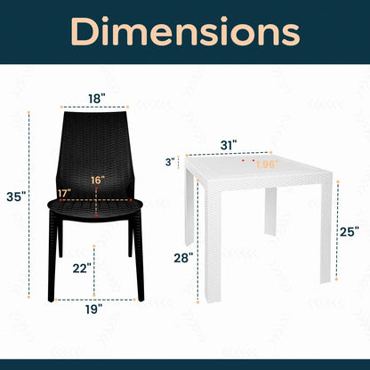 Kent Mid-Century Modern Weave Design 3-Piece Outdoor Patio Dining Set - Elax Furniture