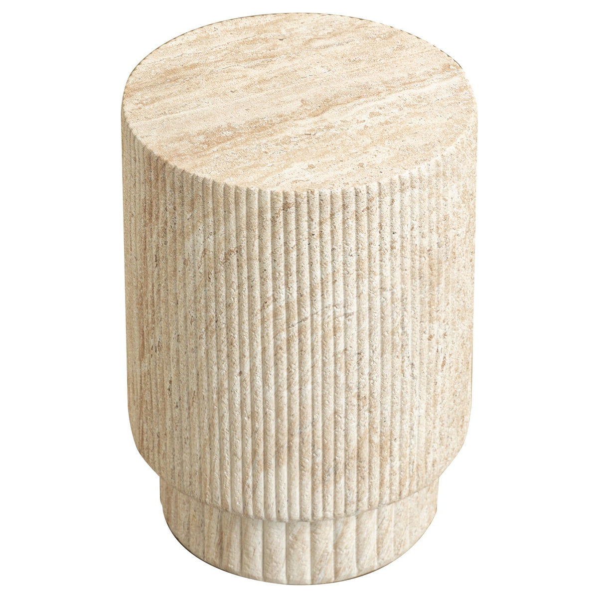 Eden Series Side Table in Fiberstone Round Accent Table for Home, Living Room, Indoor, and Outdoor