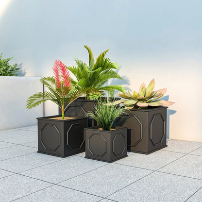 Sprout 7-Piece Fiberstone and MGO Clay Planter Set, Mid-Century Modern Square Planter Pot for Indoor and Outdoor - Elax Furniture