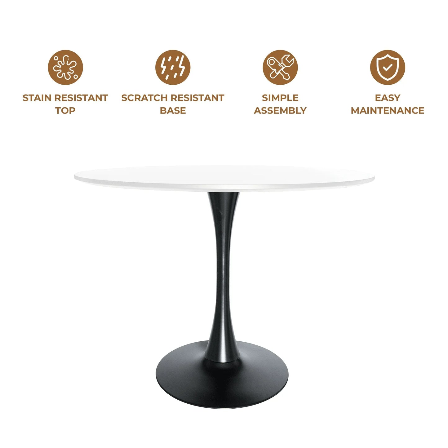 Bristol 32" Round Dining Table with Wood Top and Iron Pedestal Base - Elax Furniture