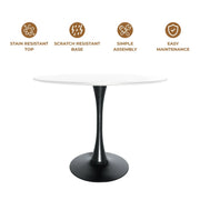 Bristol 32" Round Dining Table with Wood Top and Iron Pedestal Base - Elax Furniture