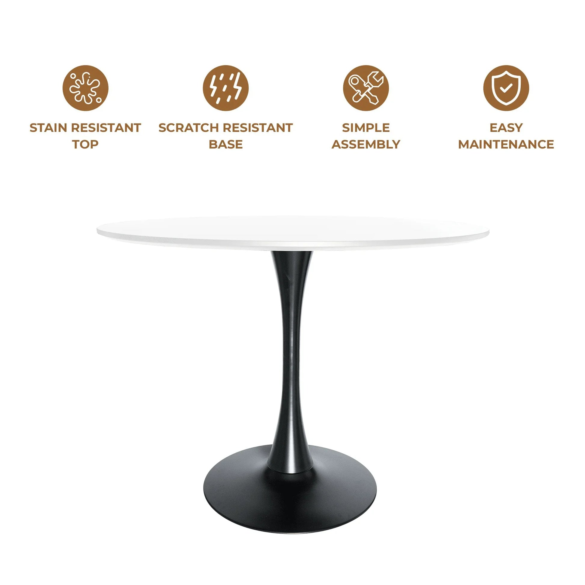 Bristol 32" Round Dining Table with Wood Top and Iron Pedestal Base - Elax Furniture