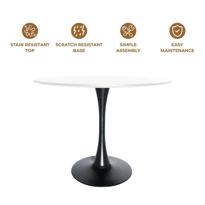 Bristol 32" Round Dining Table with Wood Top and Iron Pedestal Base - Elax Furniture