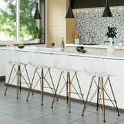 Cresco Modern Acrylic Barstool with Gold Chrome Base and Footrest - Elax Furniture