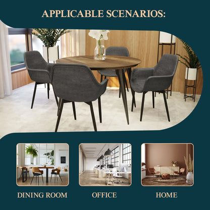 Markley Modern Leather Dining Arm Chair With Metal Legs Set of 4 - Elax Furniture