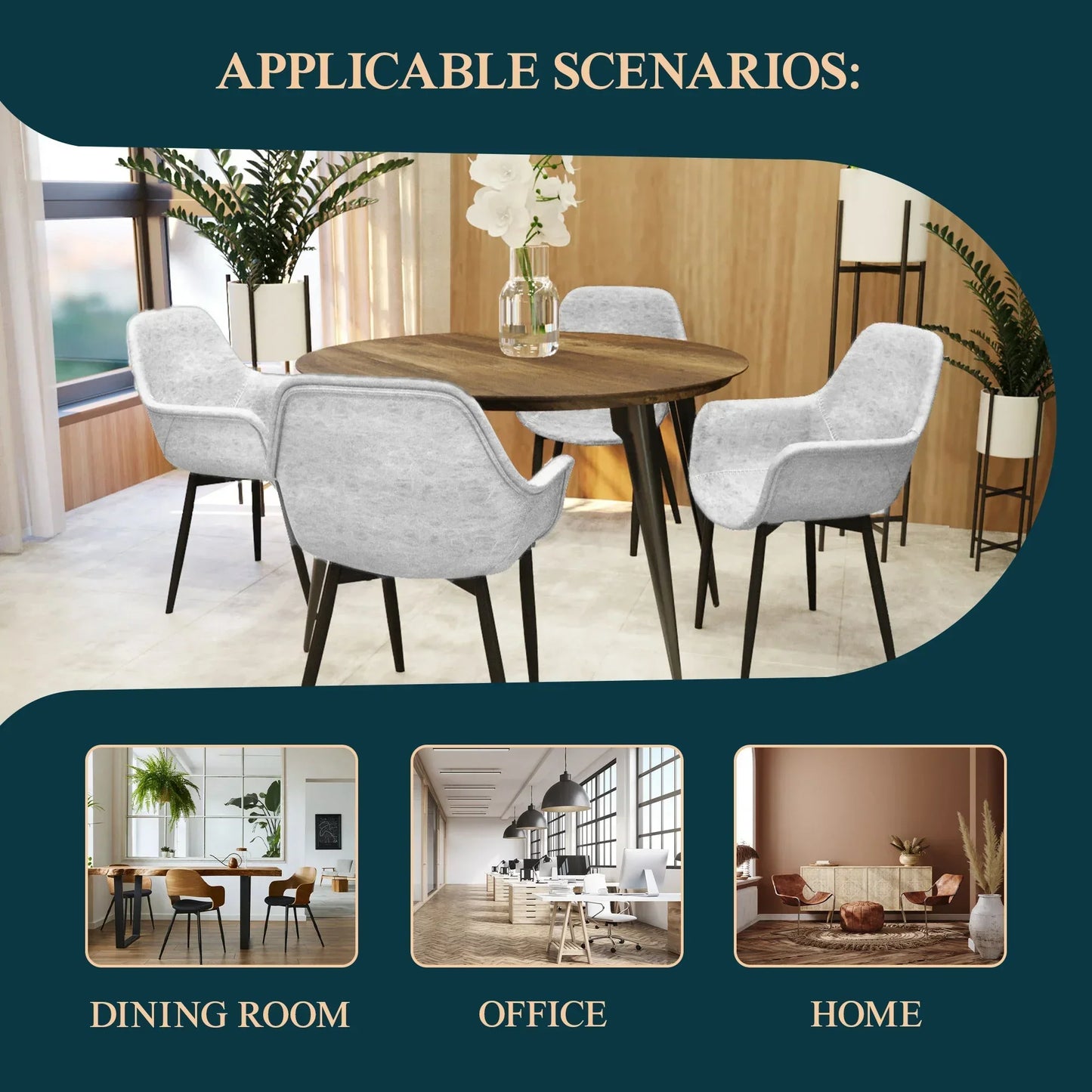 Markley Modern Leather Dining Arm Chair With Metal Legs Set of 2 - Elax Furniture