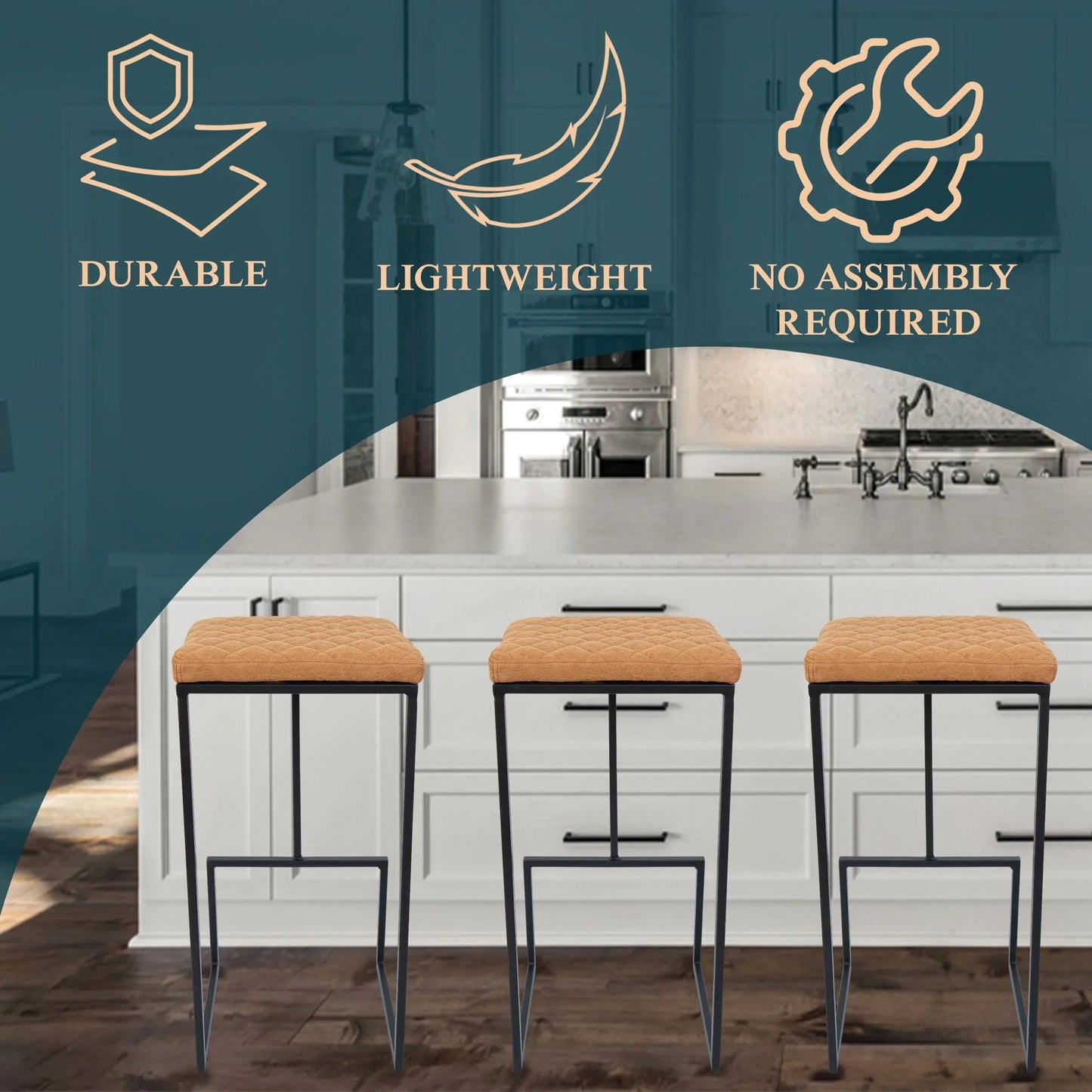 Quincy Leather Bar Stools With Metal Frame - Elax Furniture