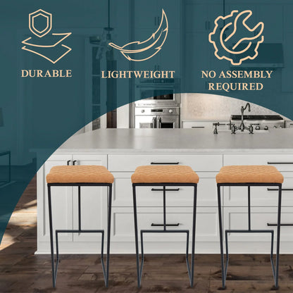 Quincy Leather Bar Stools With Metal Frame - Elax Furniture