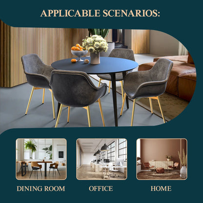 Markley Modern Leather Dining Arm Chair With Gold Metal Legs Set of 4 - Elax Furniture