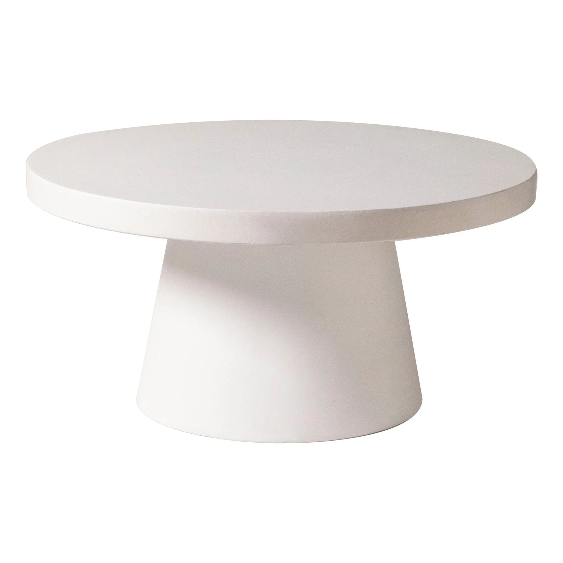 Dune Round 32" Wide Coffee Table in Fiberstone with a Pedestal Base - Elax Furniture