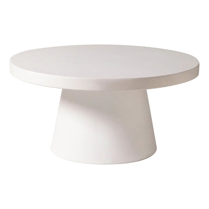 Dune Round 32" Wide Coffee Table in Fiberstone with a Pedestal Base - Elax Furniture