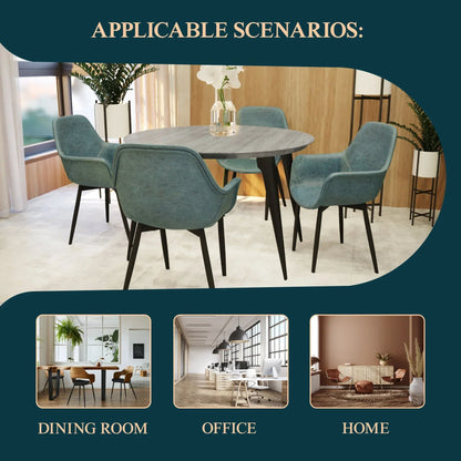 Markley Modern Leather Dining Arm Chair With Metal Legs Set of 2 - Elax Furniture