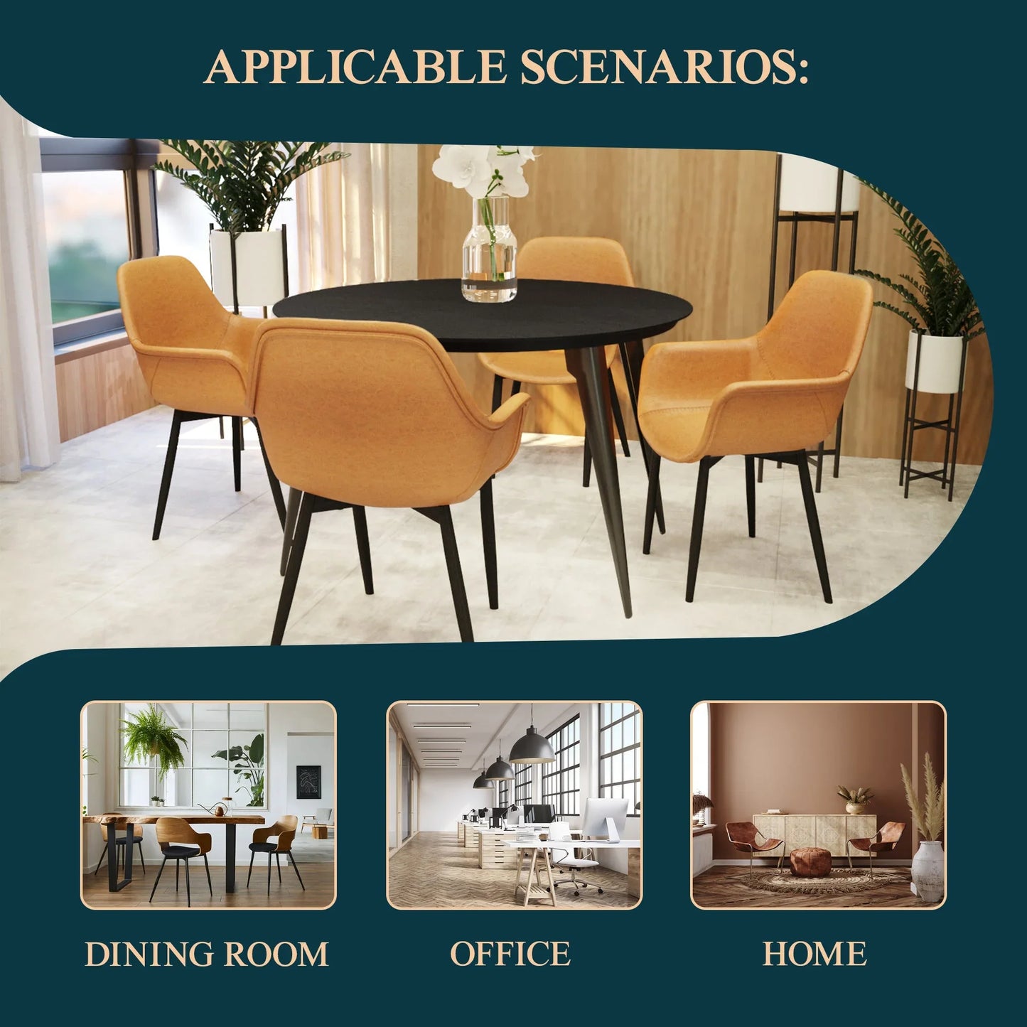 Markley Modern Leather Dining Arm Chair With Metal Legs Set of 4 - Elax Furniture