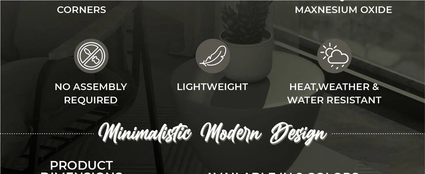 LeisureMod Loft Collection Fiberglass Outdoor Side Table in Moss Grey - Elax Furniture