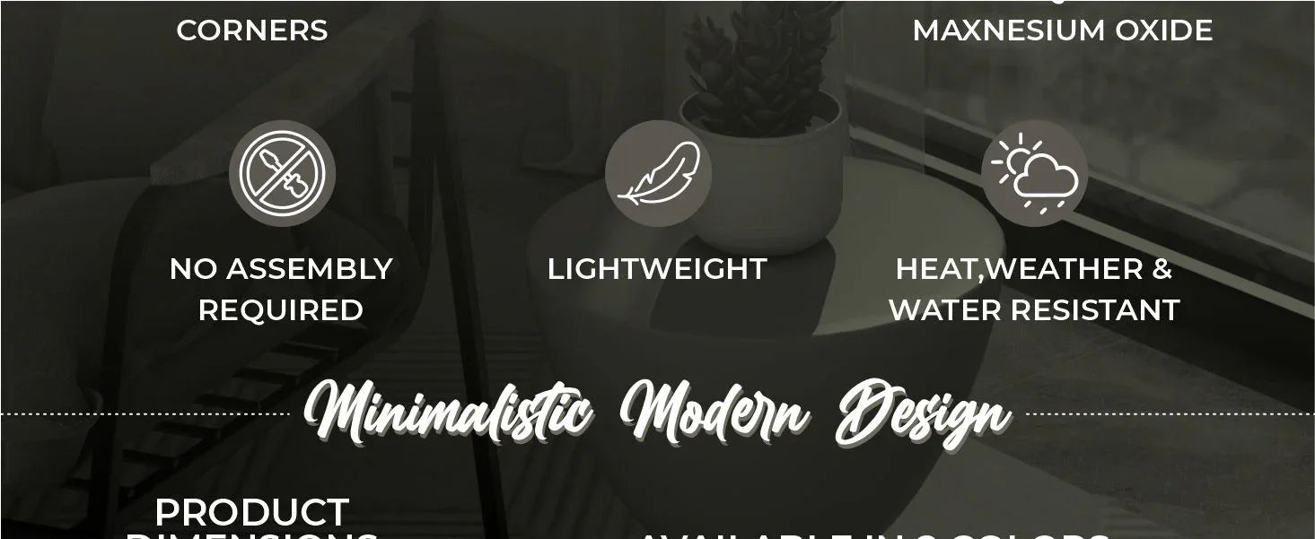 LeisureMod Loft Collection Fiberglass Outdoor Side Table in Moss Grey - Elax Furniture