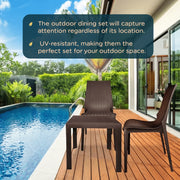 Kent Mid-Century Modern Weave Design 3-Piece Outdoor Patio Dining Set - Elax Furniture