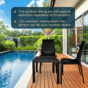 Kent Mid-Century Modern Weave Design 3-Piece Outdoor Patio Dining Set - Elax Furniture