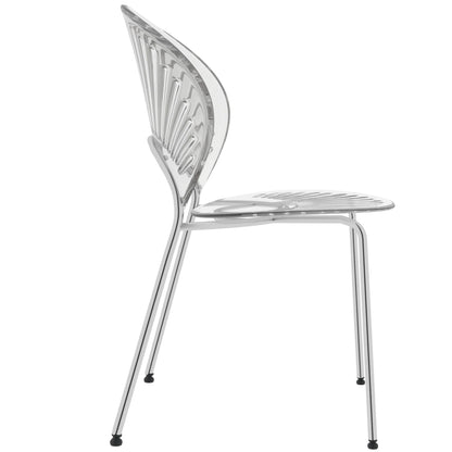 Opulent Modern Plastic Dining Chair in Chrome Metal Legs - Elax Furniture