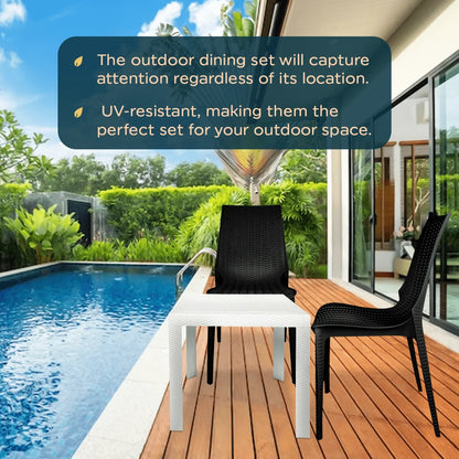 Kent Mid-Century Modern Weave Design 3-Piece Outdoor Patio Dining Set - Elax Furniture