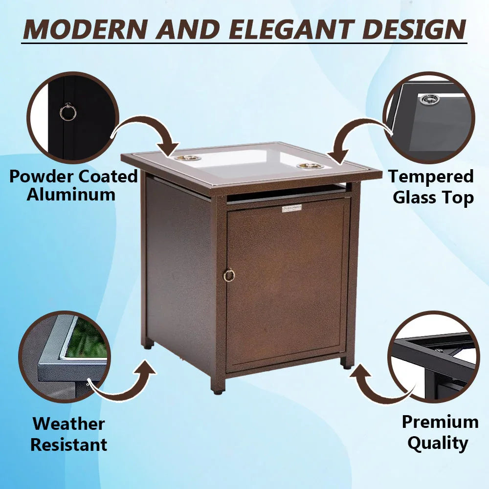 Walbrooke Modern Square Tank Holder Table with Tempered Glass Top and Powder Coated Aluminum - Elax Furniture