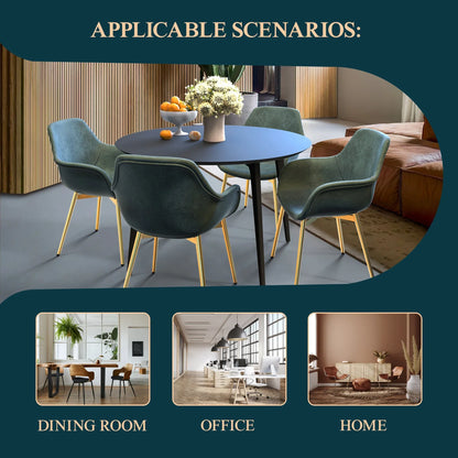 Markley Modern Leather Dining Arm Chair With Gold Metal Legs Set of 4 - Elax Furniture