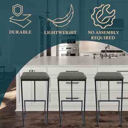 Quincy Leather Bar Stools With Metal Frame - Elax Furniture