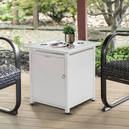 Walbrooke Modern Square Tank Holder Table with Tempered Glass Top and Powder Coated Aluminum - Elax Furniture