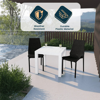 Kent Mid-Century Modern Weave Design 3-Piece Outdoor Patio Dining Set - Elax Furniture