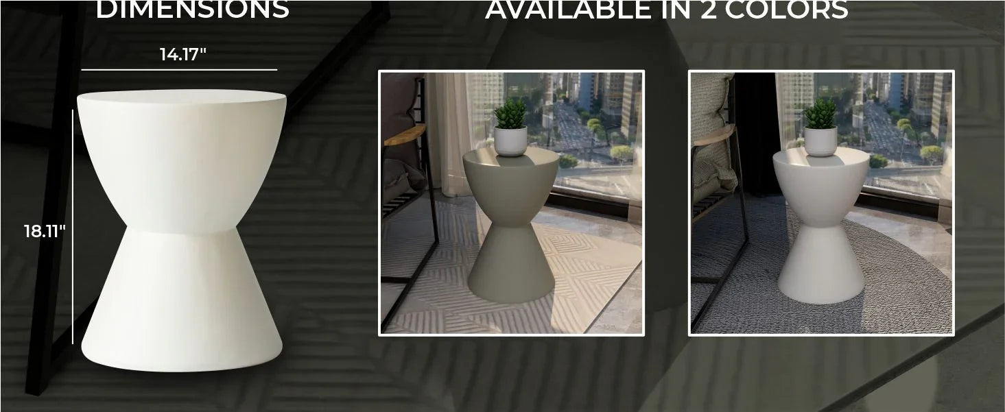 LeisureMod Loft Collection Fiberglass Outdoor Side Table in Moss Grey - Elax Furniture