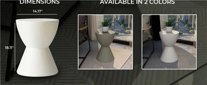 LeisureMod Loft Collection Fiberglass Outdoor Side Table in Moss Grey - Elax Furniture