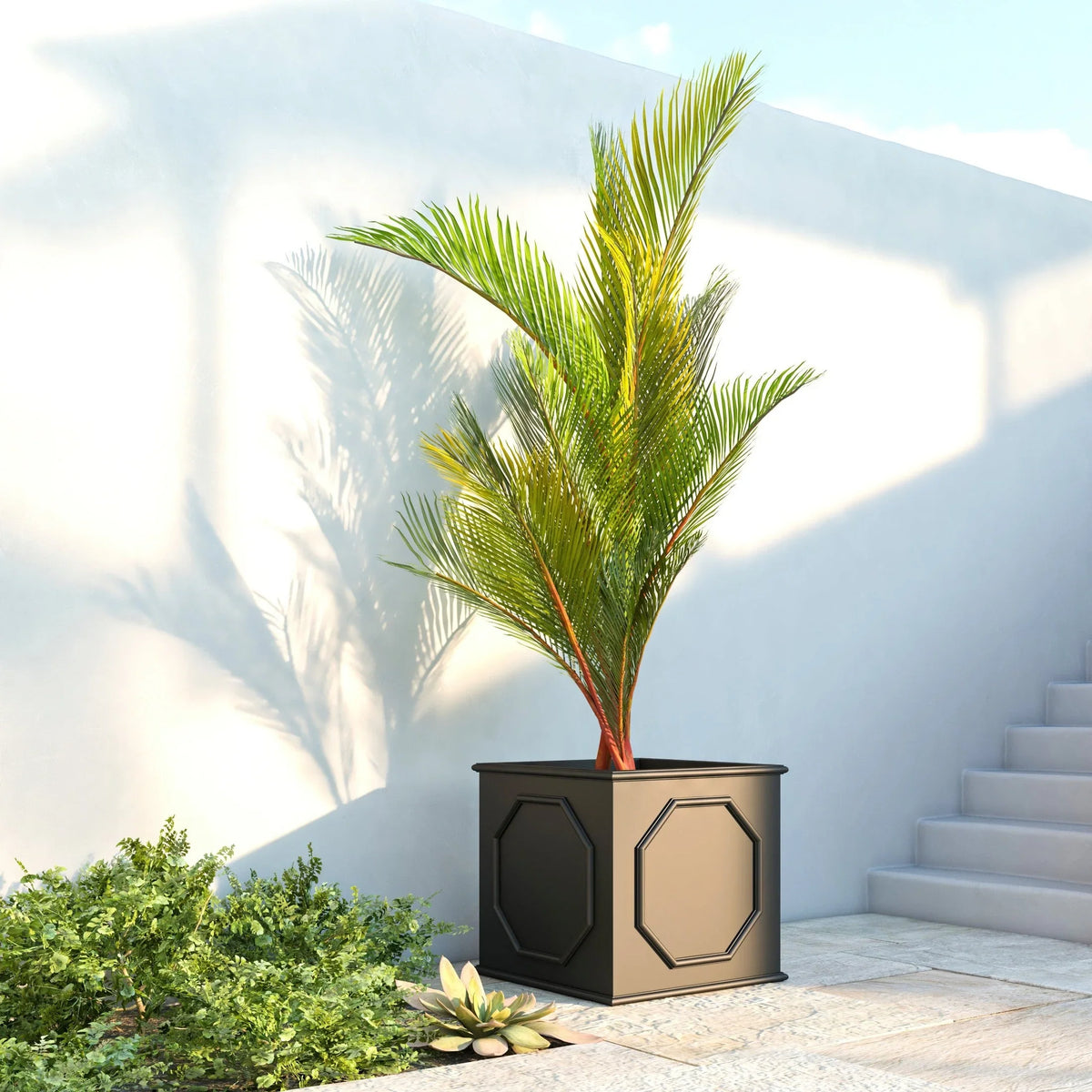 Sprout 7-Piece Fiberstone and MGO Clay Planter Set, Mid-Century Modern Square Planter Pot for Indoor and Outdoor - Elax Furniture