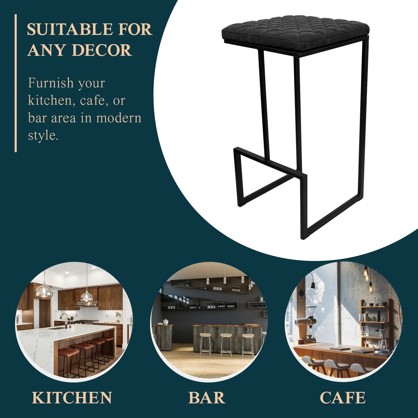 Quincy Leather Bar Stools With Metal Frame - Elax Furniture