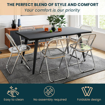 Lawrence Acrylic Folding Chair With Metal Frame Set of 4 - Elax Furniture