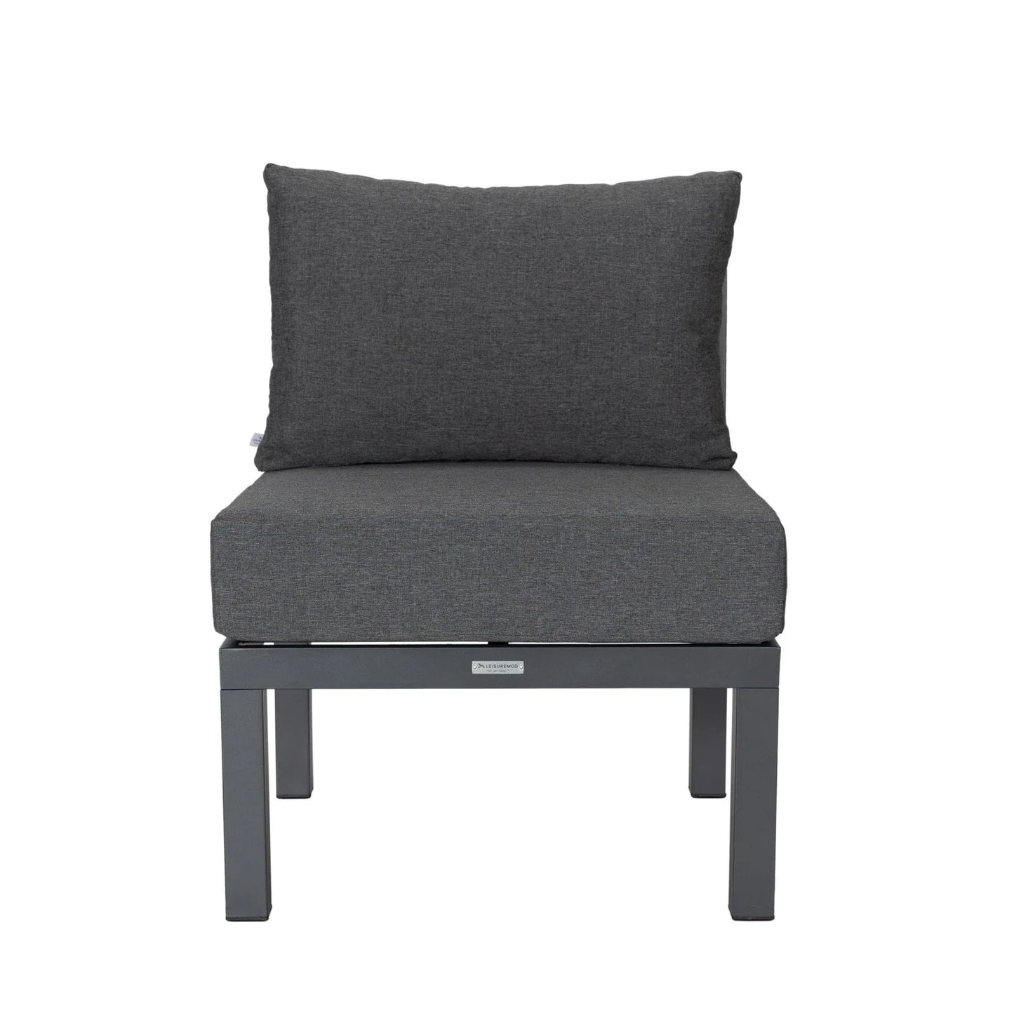 Chelsea 7-Piece Patio Sectional Set in Black Aluminum with Fire Pit Table - Elax Furniture