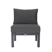 Chelsea 7-Piece Patio Sectional Set in Black Aluminum with Fire Pit Table - Elax Furniture