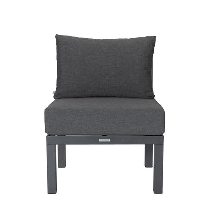 Chelsea 7-Piece Patio Sectional Set in Black Aluminum with Fire Pit Table - Elax Furniture