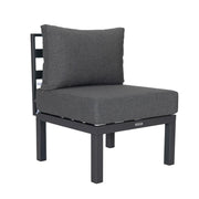 Chelsea 7-Piece Patio Sectional Set in Black Aluminum with Fire Pit Table - Elax Furniture