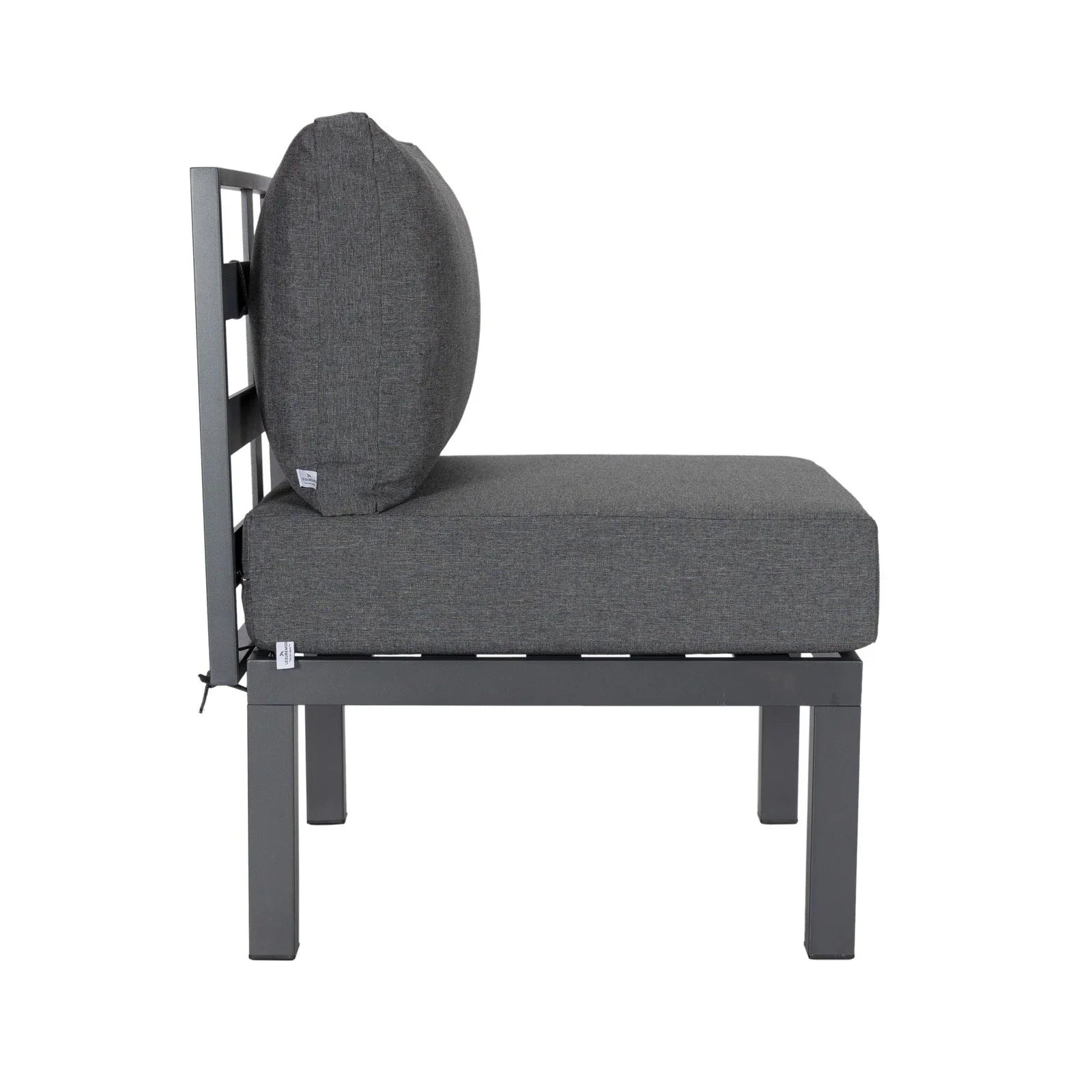 Chelsea 7-Piece Patio Sectional Set in Black Aluminum with Fire Pit Table - Elax Furniture