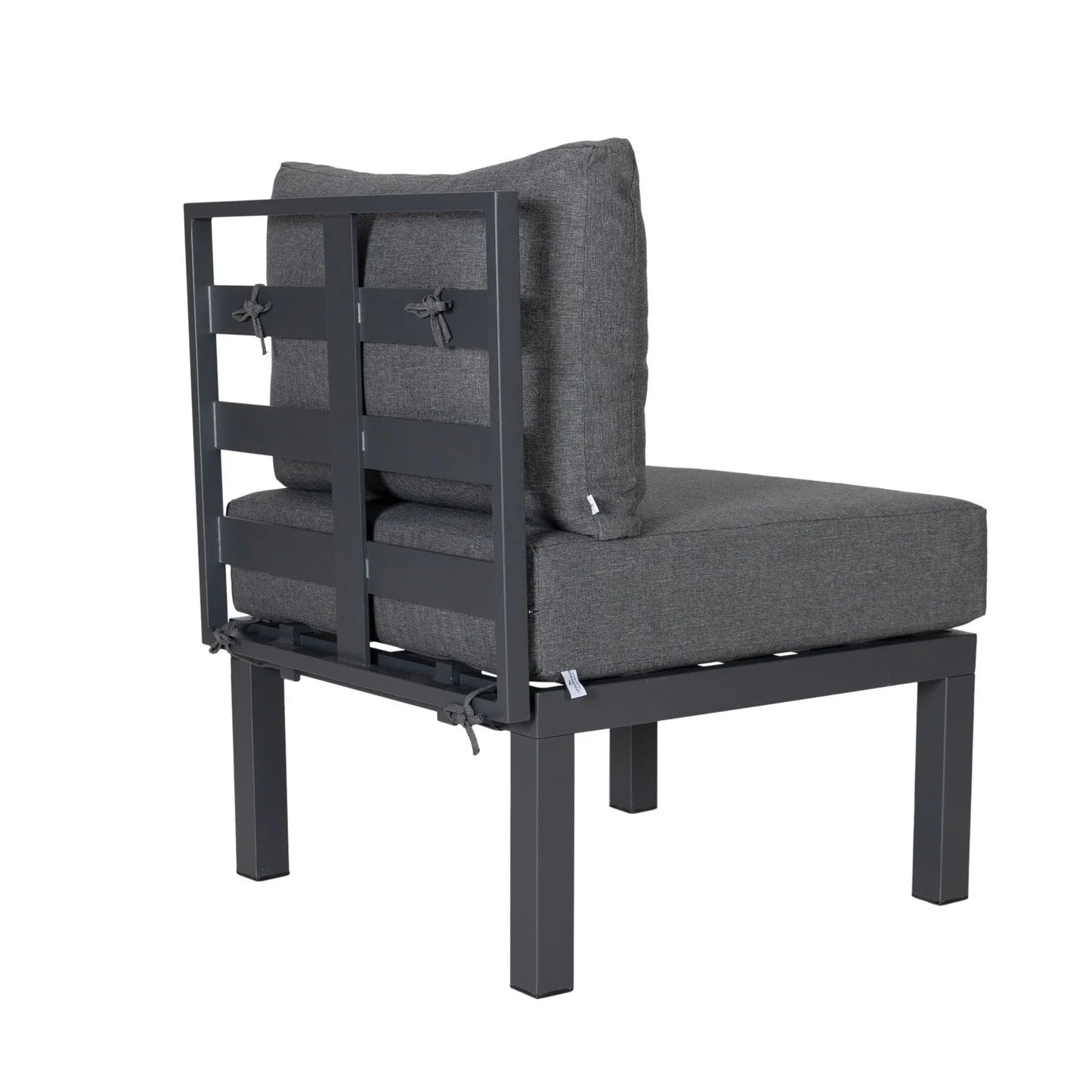 Chelsea 7-Piece Patio Sectional Set in Black Aluminum with Fire Pit Table - Elax Furniture