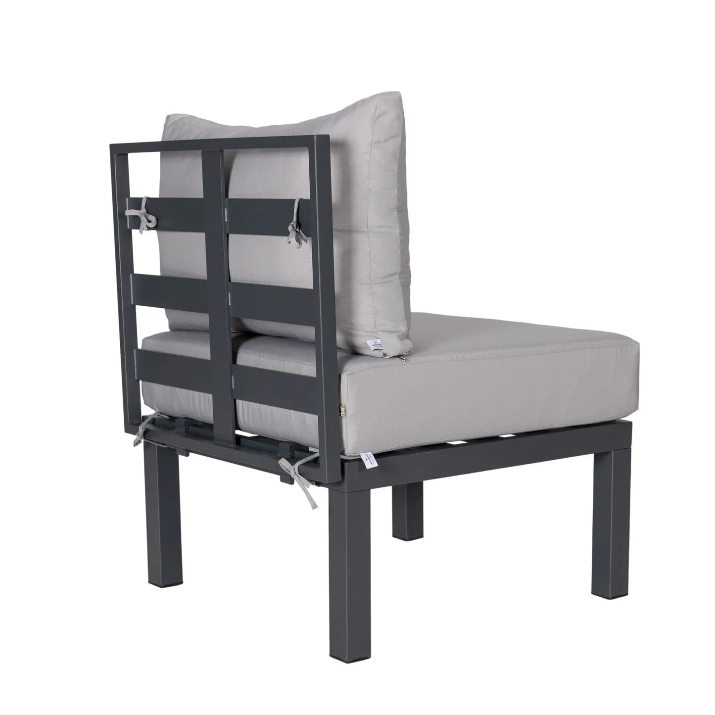 Chelsea 7-Piece Patio Sectional Set in Black Aluminum with Fire Pit Table - Elax Furniture