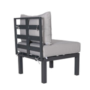Chelsea 7-Piece Patio Sectional Set in Black Aluminum with Fire Pit Table - Elax Furniture