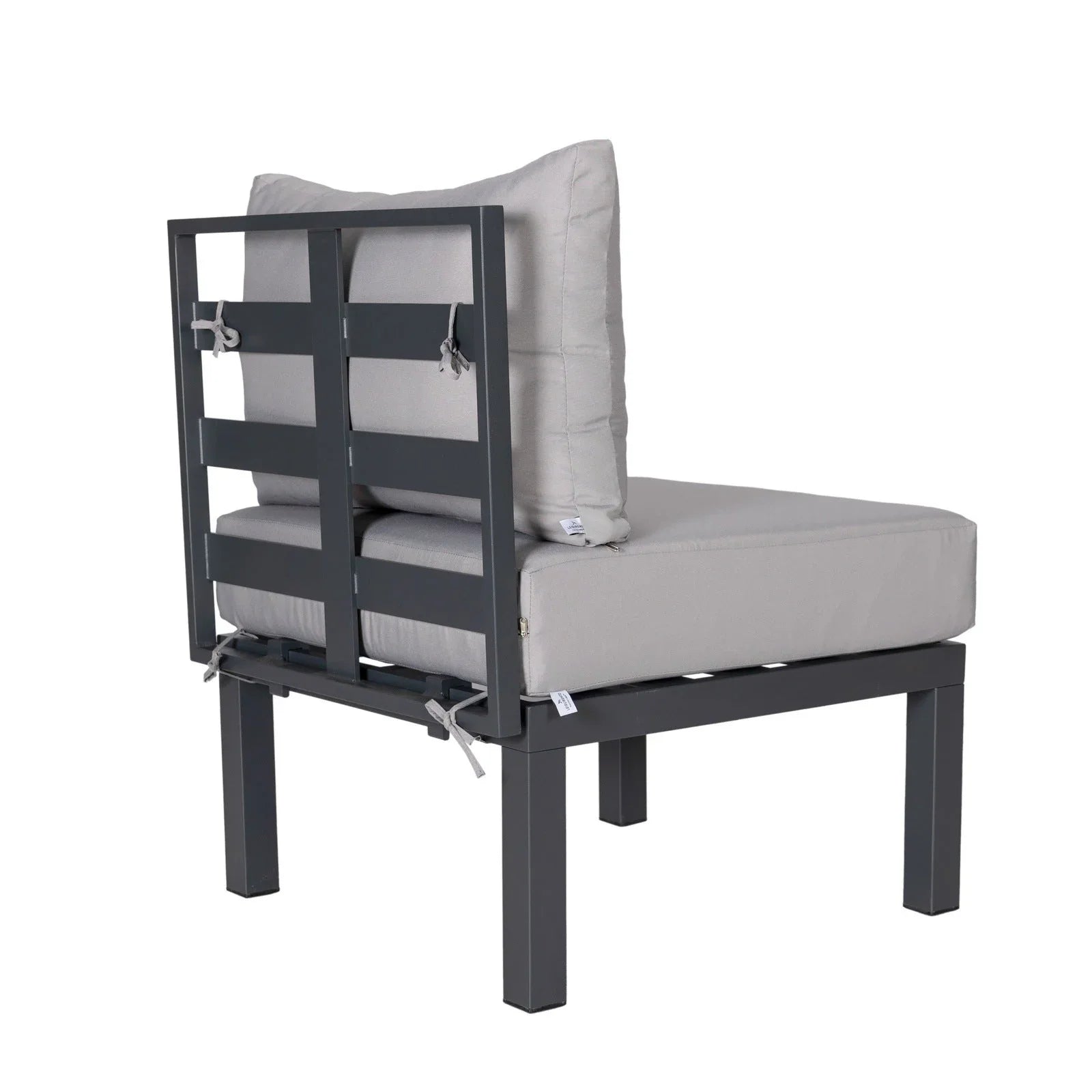 Chelsea 7-Piece Patio Sectional Set in Black Aluminum with Fire Pit Table - Elax Furniture