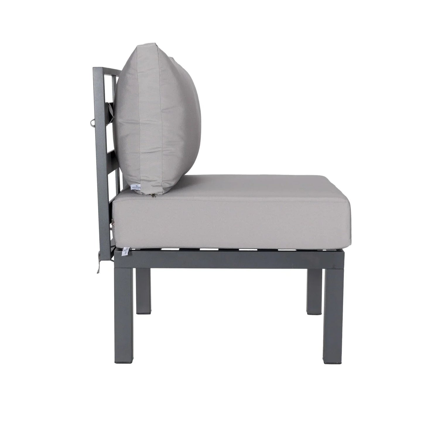 Chelsea 7-Piece Patio Sectional Set in Black Aluminum with Fire Pit Table - Elax Furniture