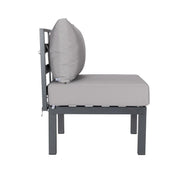 Chelsea 7-Piece Patio Sectional Set in Black Aluminum with Fire Pit Table - Elax Furniture