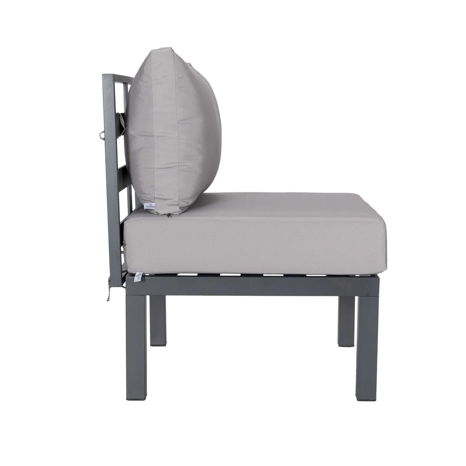 Chelsea 7-Piece Patio Sectional Set in Black Aluminum with Fire Pit Table - Elax Furniture