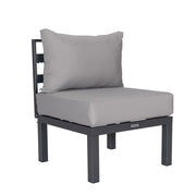 Chelsea 7-Piece Patio Sectional Set in Black Aluminum with Fire Pit Table - Elax Furniture